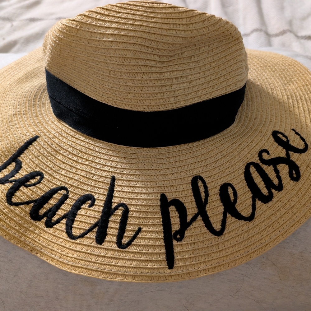 Chic Beige Sun Hat with Black Band
